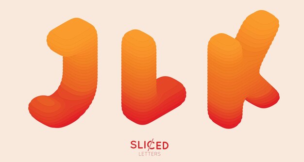 Papel abstracto cortado letras en rodajas con degradado de color