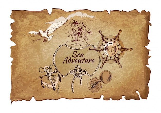 Papel antiguo aventura mar