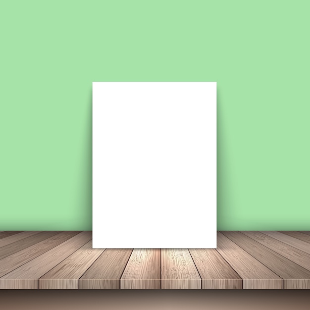 Vector gratuito papel blanco sobre una mesa de madera