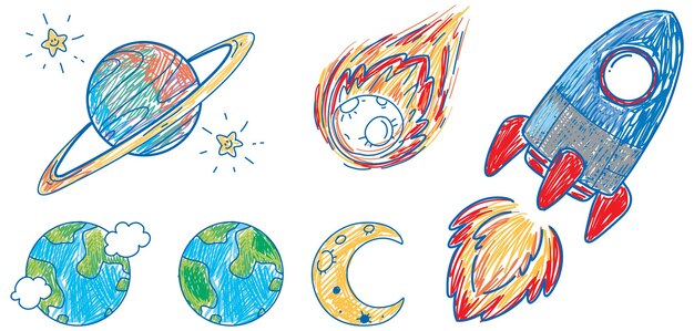 Un papel con un diseño de garabatos del espacio.