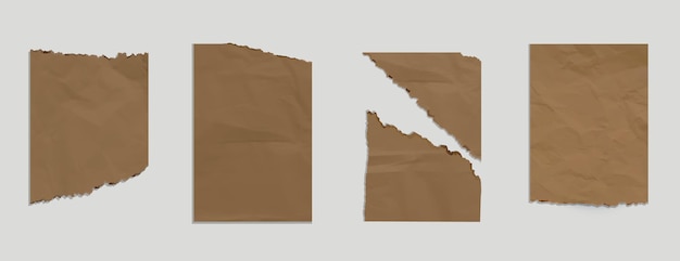 Papel kraft marrón arrugado y desgarrado