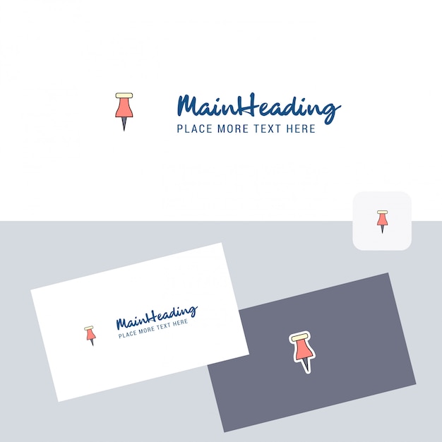 Papel pin vector logo con tarjeta de visita.