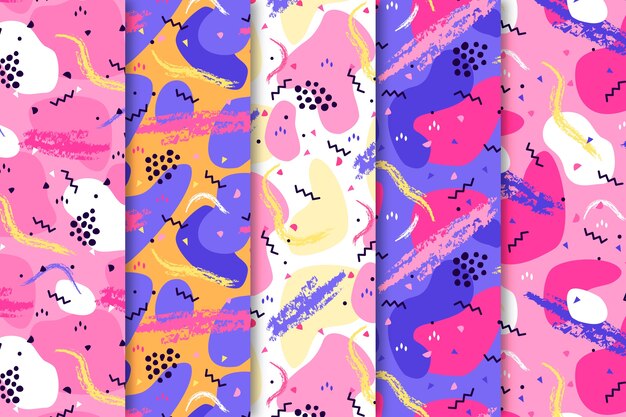 Papel pintado con colección de patrones coloridos