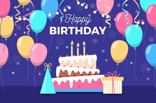 Papel pintado de cumpleaños de diseño plano