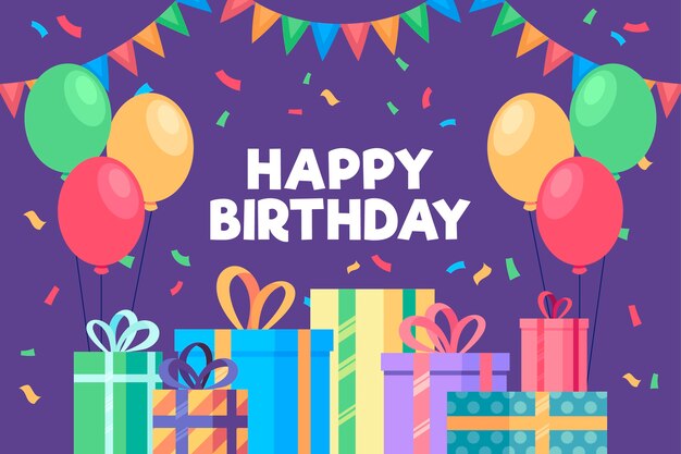 Papel pintado de cumpleaños de diseño plano