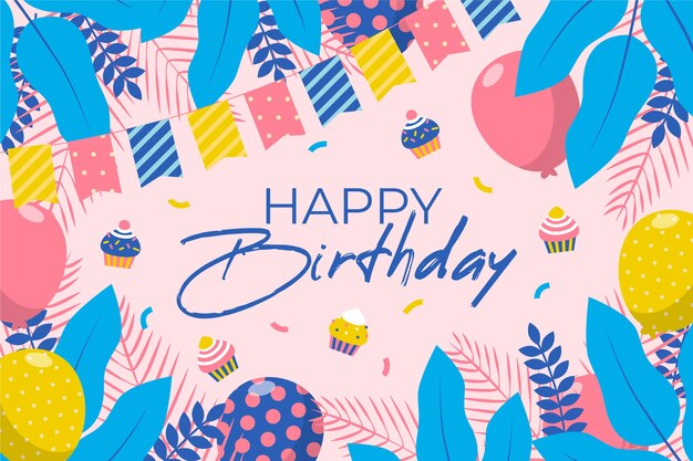 Papel pintado de cumpleaños de diseño plano