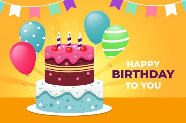 Papel pintado de cumpleaños de diseño plano