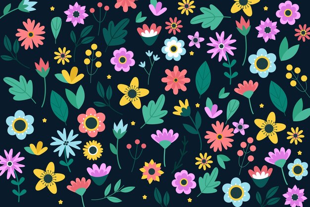 Papel pintado estampado floral colorido