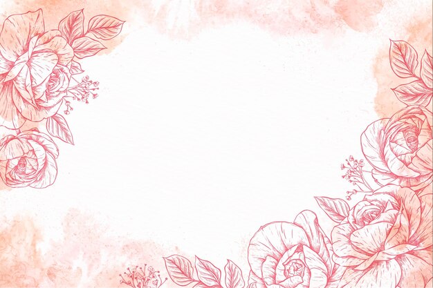 Papel pintado floral dibujado a mano