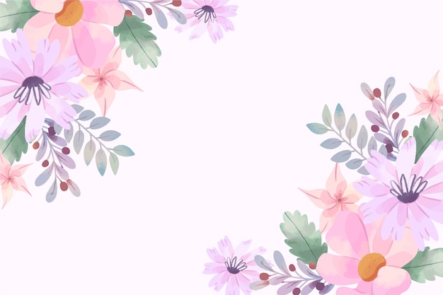 Papel pintado con flores de acuarela en colores pastel