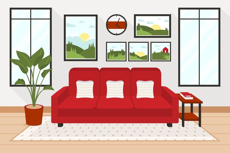 Vector gratuito papel pintado del interior de la casa para videoconferencia