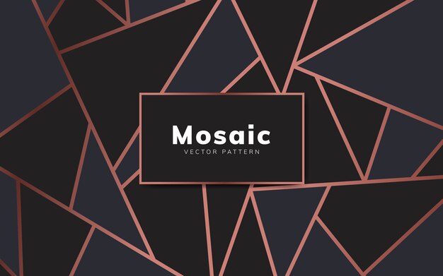 Papel pintado de mosaico moderno en oro rosa y negro