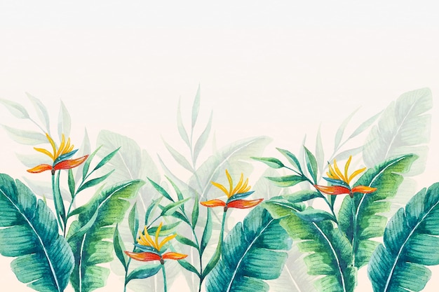 Papel pintado mural tropical hojas y flores