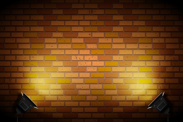 Papel pintado de pared de ladrillo con focos