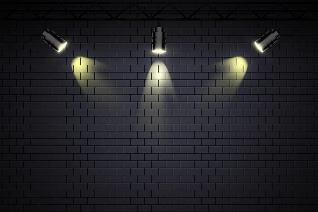 Papel pintado de pared de ladrillo con focos