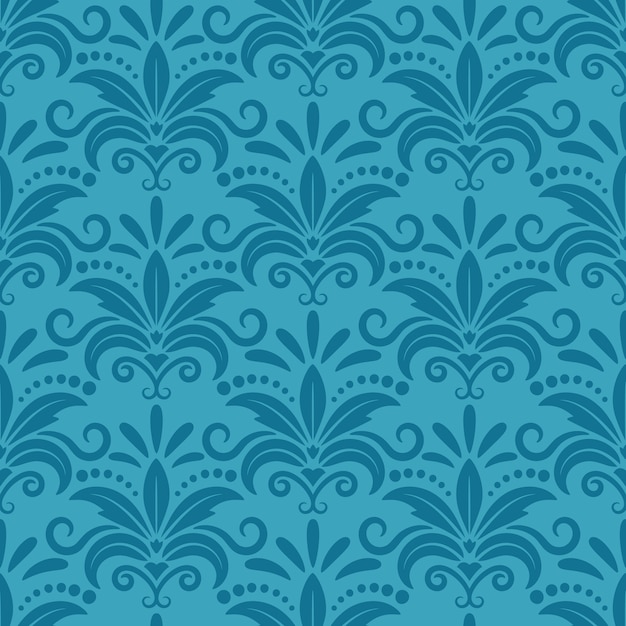 Vector gratuito papel pintado real con patrón floral transparente damasco. decoración textil, textura turquesa oscuro, diseño decorativo de seda.