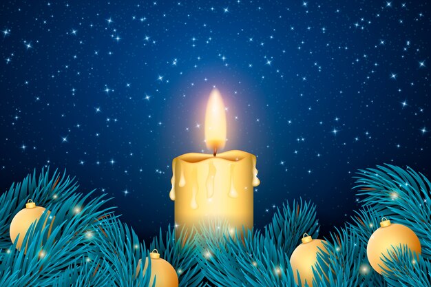 Papel pintado realista de velas de navidad