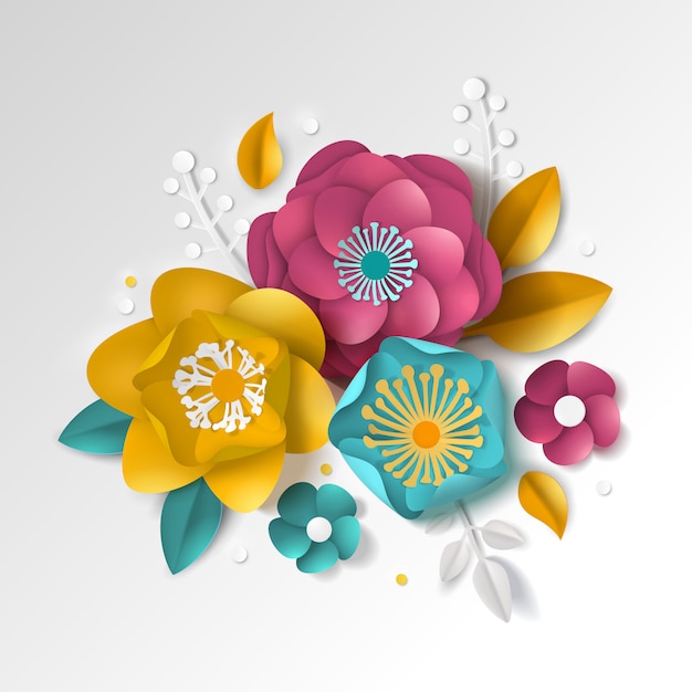 Vector gratuito papel realista floral