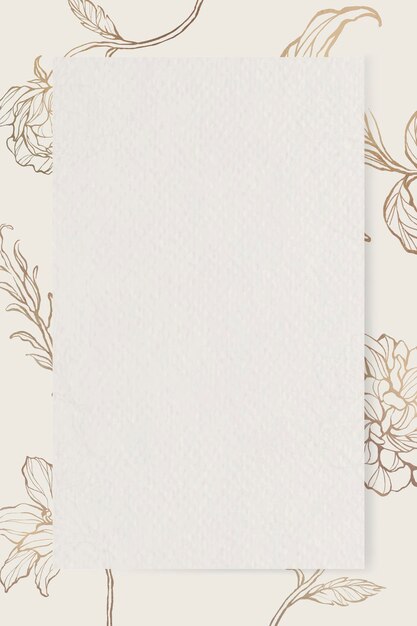 Papel rectangular sobre fondo de contorno floral
