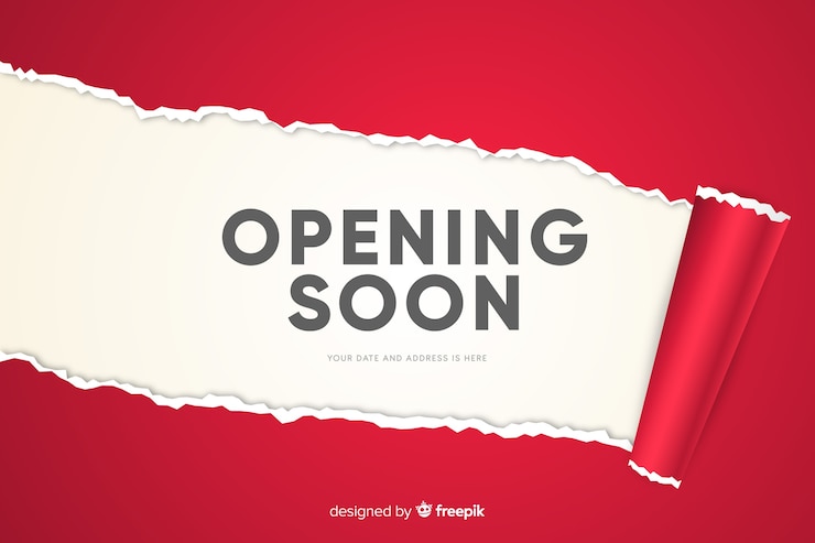 Vector gratuito papel rojo abriendo pronto diseño realista de fondo