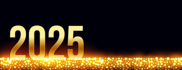 Vector gratuito papel tapiz de año nuevo dorado 2025 con efecto de brillo