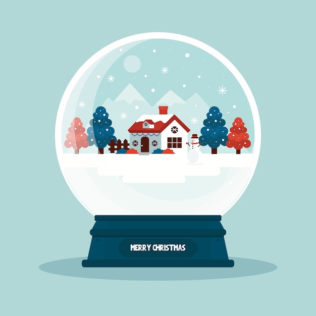 Papel tapiz de diseño plano navidad bola de nieve globo