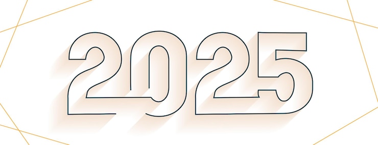 Vector gratuito papel tapiz festivo simple de año nuevo 2025 en el arte de la línea