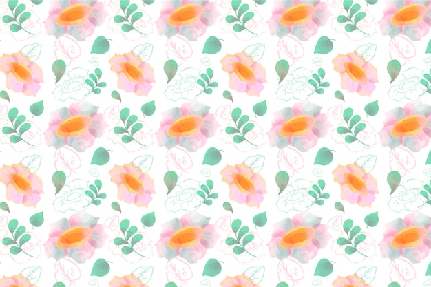 Vector gratuito papel tapiz floral acuarela con colores suaves