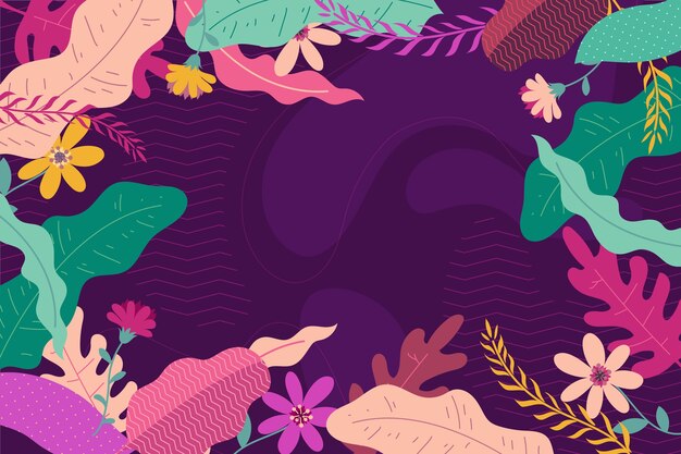 Papel tapiz floral de diseño plano y abstracto