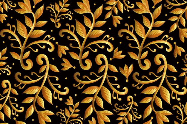 Papel tapiz floral dorado ornamental