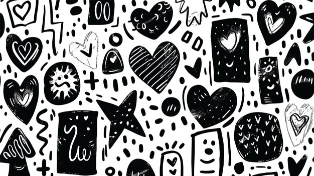El papel tapiz del patrón de los garabates gráficos de amor