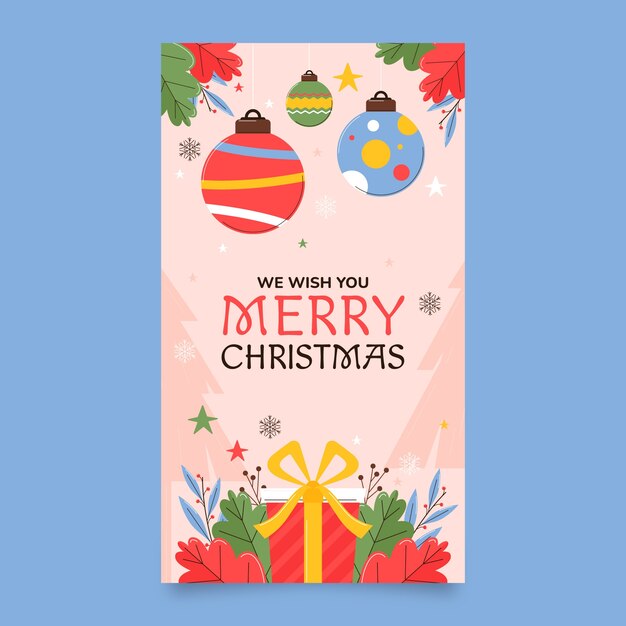 Papel tapiz vertical plano de temporada navideña con adornos y regalos.