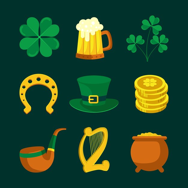 Papelería colección de elementos del día de san patricio