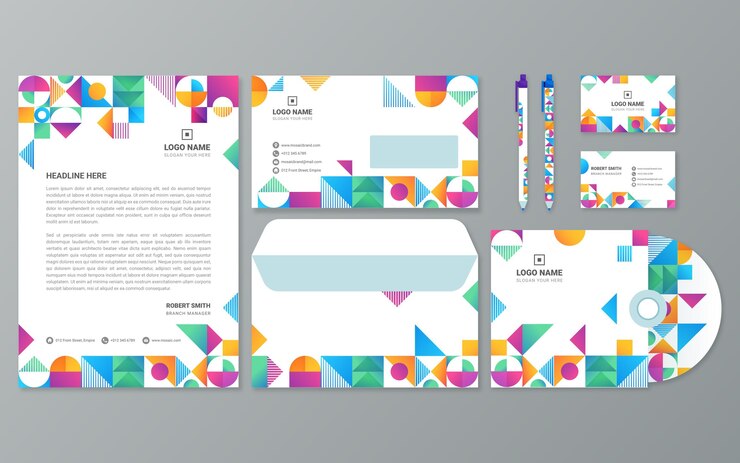 Vector gratuito papelería de marca de mosaico degradado