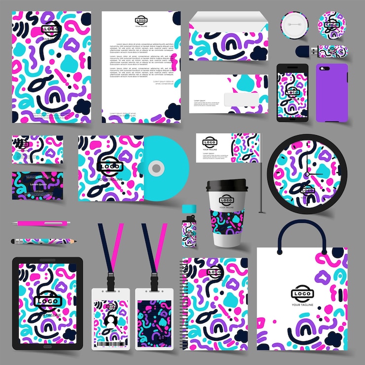 Vector gratuito papelería moderna en formato vectorial