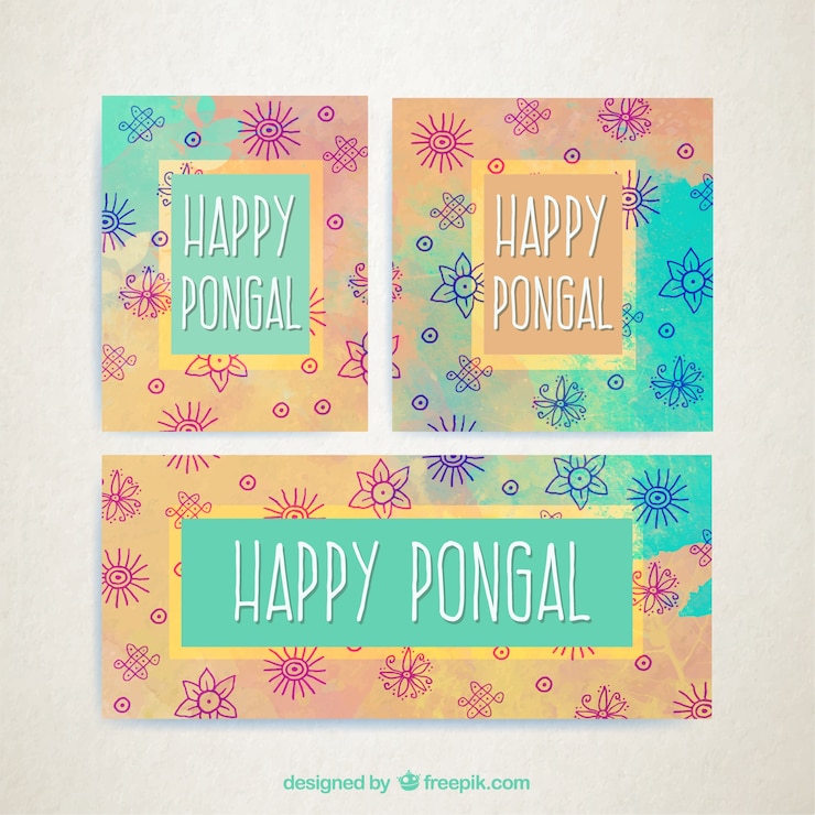 Vector gratuito papelería de pongal de acuarela