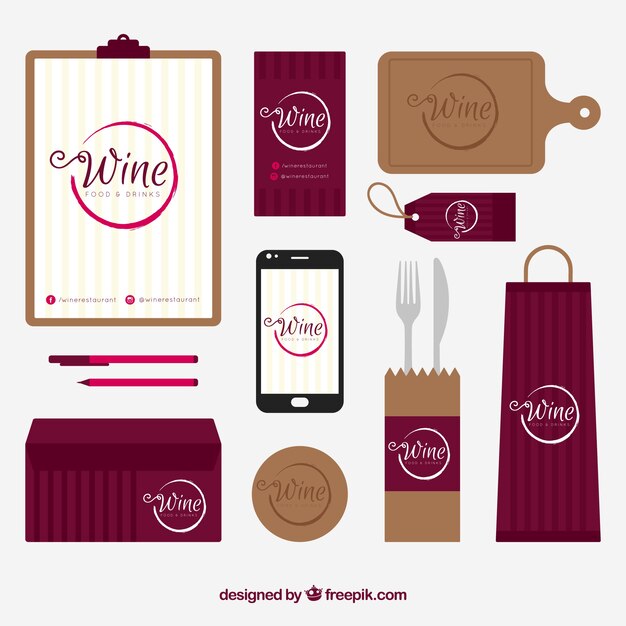 Papelería de vino con accesorios 