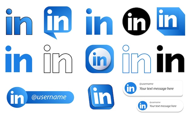 Paquete de 14 iconos de redes sociales profesionales de Linkedin