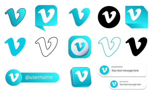 Vector gratuito paquete de 14 íconos de redes sociales de video vimeo