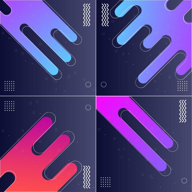 Paquete de 4 ilustraciones vectoriales de fondos modernos con formas diseñadas