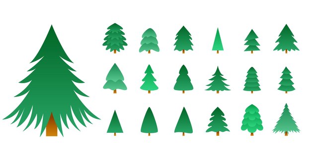 Paquete de adornos de árbol de Navidad verde aislado diseño ilustración vectorial