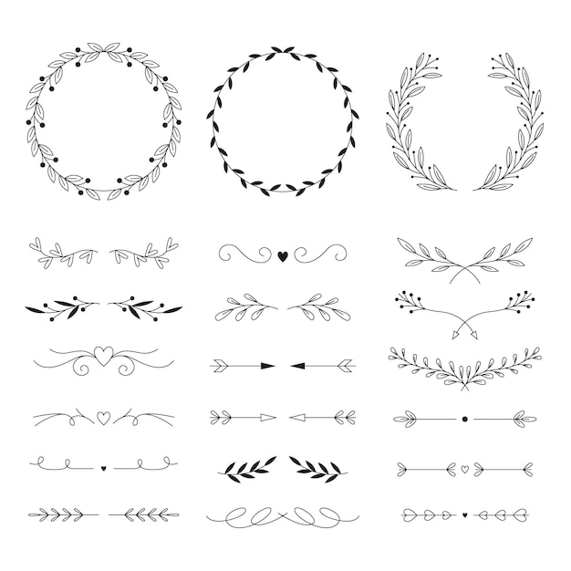 Paquete de adornos de boda de diseño plano lineal