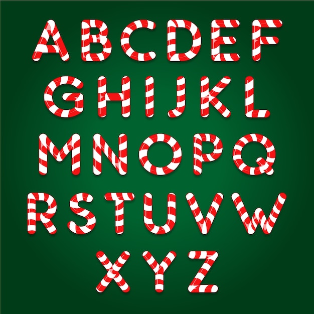 Paquete de alfabeto de navidad candy cane