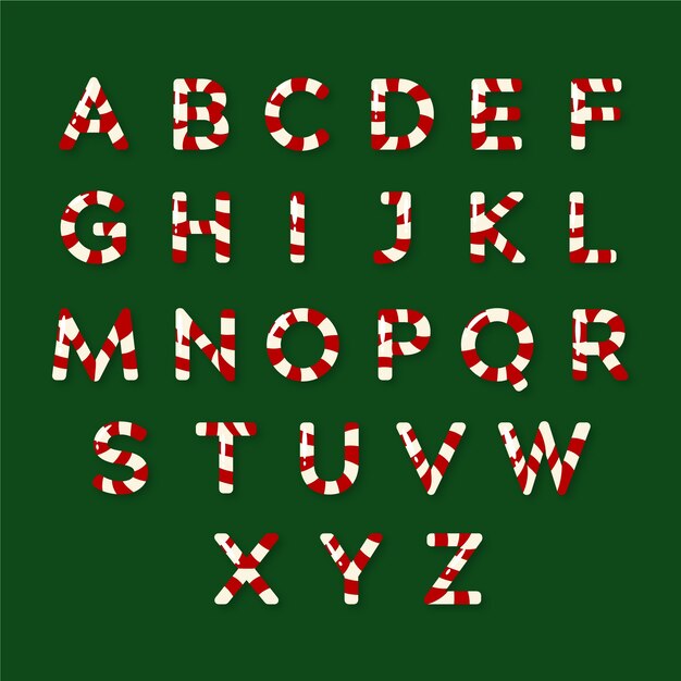 Paquete de alfabeto de navidad candy cane