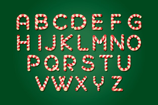 Paquete de alfabeto de navidad candy cane