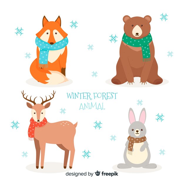 Paquete animales bosque invierno