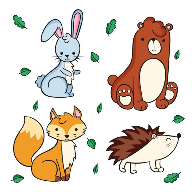 Paquete de animales del bosque otoñal