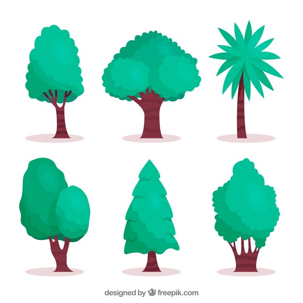 Paquete de árboles en estilo 2d