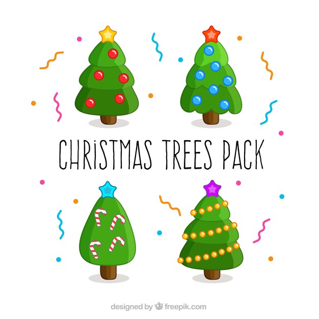 Paquete de árboles de navidad lindos