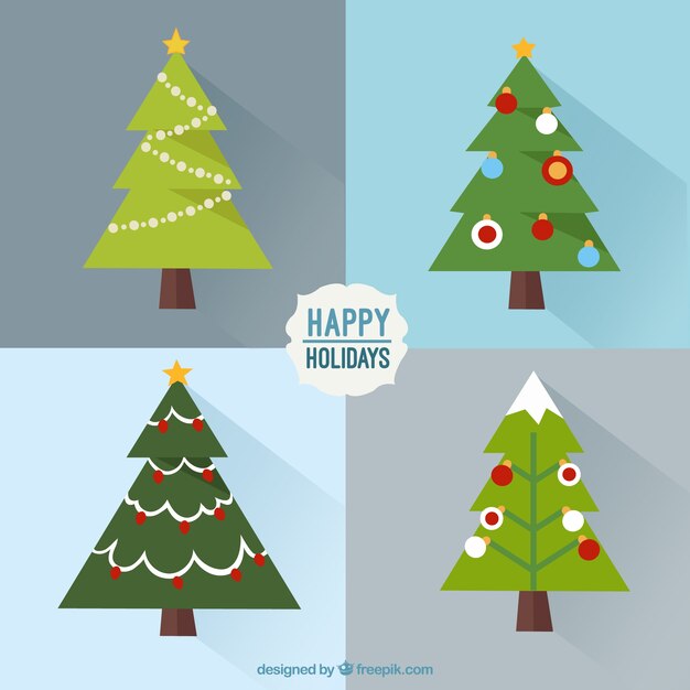 Paquete de árboles de navidad planos